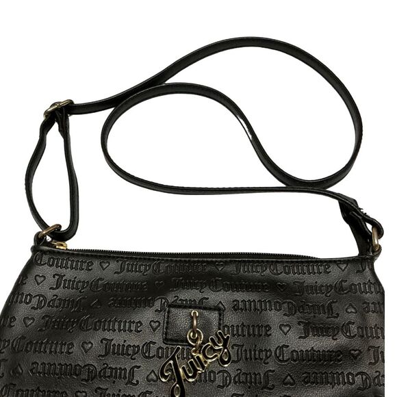 Juicy Couture Sling Crossbody Bag Black Medium 11x10 Pockets Zip Closure - Picture 5 of 12